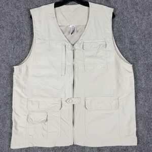 Travel Gear Vest Mens Medium Beige Utility Fishing Hiking Safari Outdoor Vest